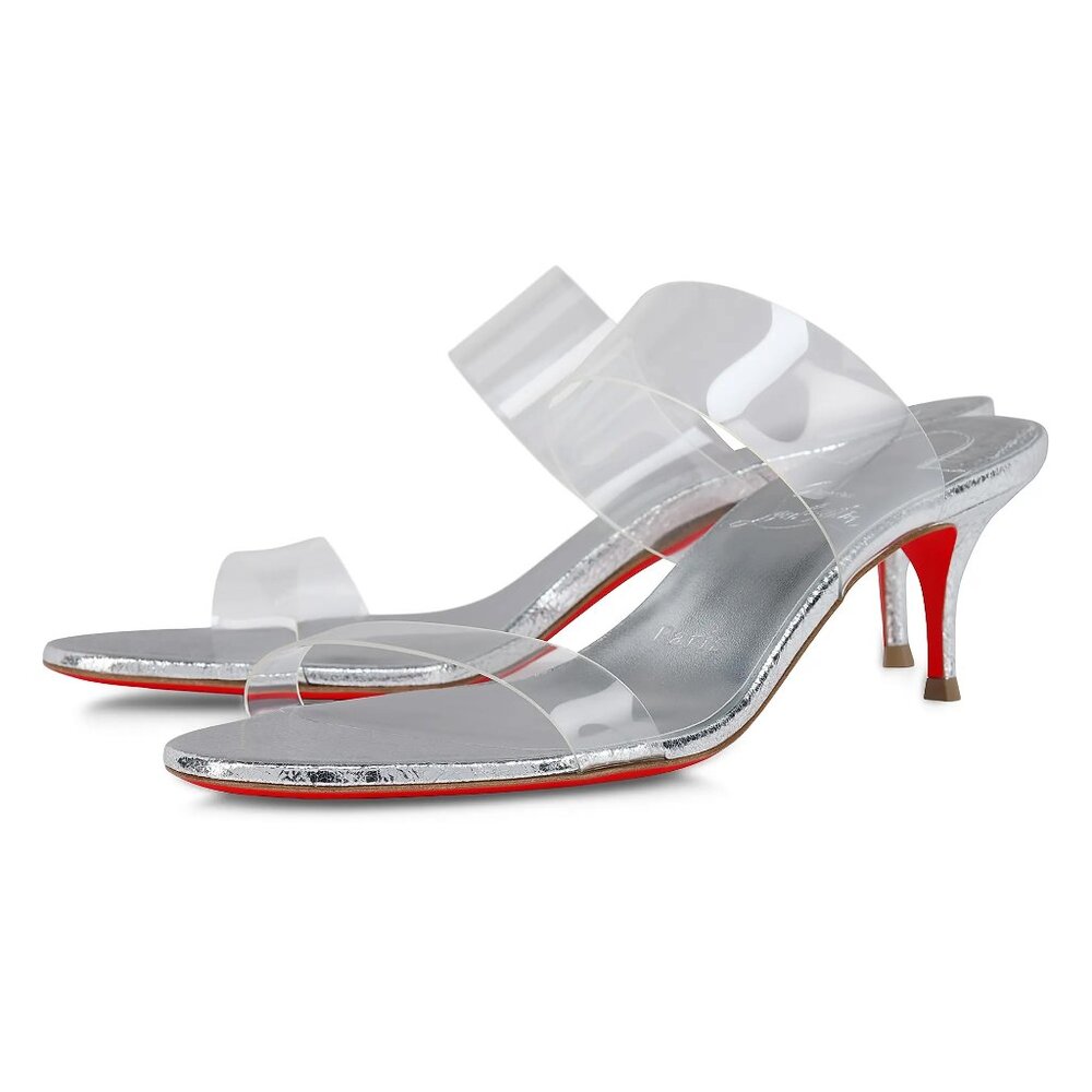 Christian Louboutin JUST NOTHING 55 Leather Mule Sandal Heels Slides Shoes - Picture 2 of 16